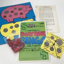 Vintage Little Kenny Piggy Bank Bingo Money Educational 10 Players Learning Fun