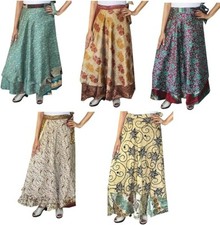 Women Gypsy Hippie Saree Indian lot of 20 Vintage Silk Skirts Dress Bohemian