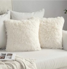 Faux Fur Cream Qty 2 18 x 18 in Pillow Sham Case Cover - A0159