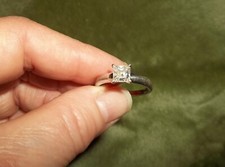 Solitaire Wedding Engagement Ring Women Sterling Silver Ring Princess CZ Sz. 9