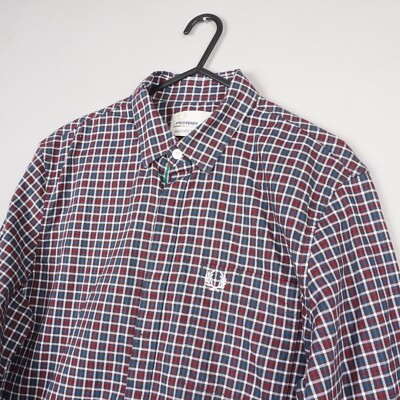 Fred Perry x Bradley Wiggins Hemd Herren Small Rot Blau Gingham Kariert Mod Ska B64