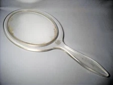 Vintage FULLER BRUSH COMPANY 14" Oval Beveled Hand Mirror Clear Lucite 2-Sided