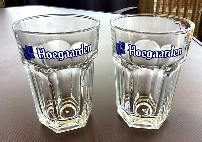 Hoegaarden Belgium Beer Half-Pint Glasses, 0.25 Liter Fill Line, Set of 2