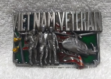 Vietnam Veteran Chopper Flag Gun Buckle 1983 Bergamot Multi-Color Made In USA