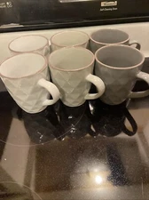 Elama Tahitian Waves Coffee Cups Set Of  6 Diamond  Pattern Assorted Colors