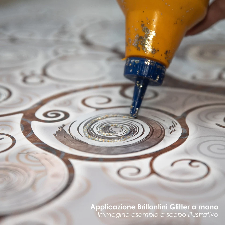 Quadro Moderno cornice Bianca Argento TREE 60x110 cm Glitter Albero della Vita - Immagine 3 di 4