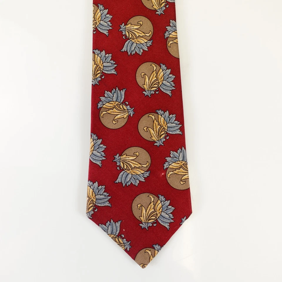 Vestido Floral Acanthus Corbata Hombres Rojo Púrpura Flor Clásico Seda CLAIBORNE EE. UU. Foto 2 de 4