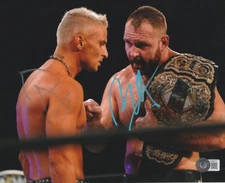 Darby Allin Jon Moxley Dual Autographed 8x10 AEW Dynamite Rare Beckett E615