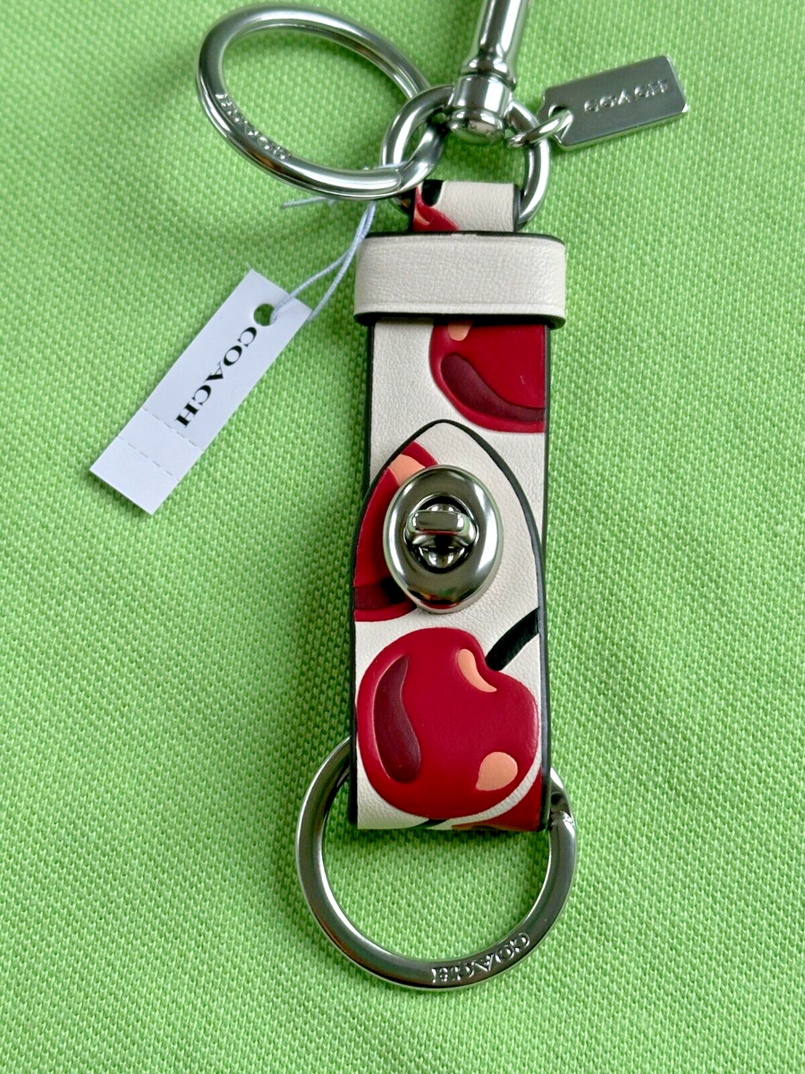 COACH TRIGGER SNAP BAG CHARM KEY FOB CHERRY PRINT:NWT CHERRY CZ088