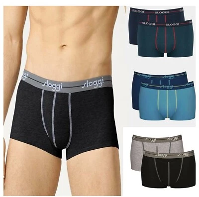 2 Boxer Uomo cotone elasticizzato slip SLOGGI Men Start Hipster Mutande colorate