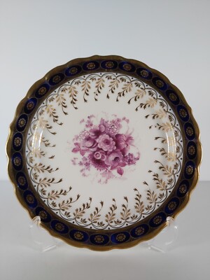 Royal Worcester Floral Kobaltblau Vergoldet Teller, Signiert von E.Phillips Datiert 1926