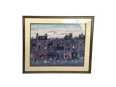 Authentic Framed Michel Delacroix La Course Lithograph Print W/ COA 32.5x27.5