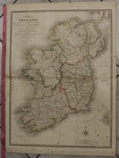 IRELAND 1846 JAMES WYLD OVERSIZE UNUSUAL ANTIQUE ORIGINAL COPPER ENGRAVED MAP