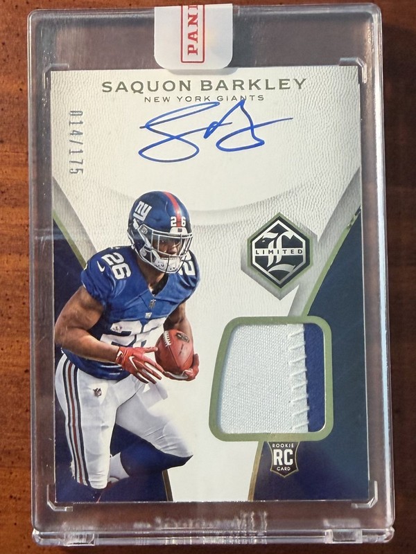 2018 Panini Limited #103 Saquon Barkley /175 RPA Rookie Patch Auto Giants Eagles