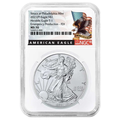 2021 (P) $1 American Silver Eagle NGC MS70 Emergency Production FDI Black Label