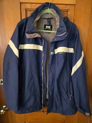 Helly Hansen nylon &  polyurethane mens large blue jacket with hood ski outdoor