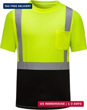 High Visibility Shirts Quick Dry Safety T Shirts with Reflective Strips and Pock