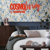 Vliestapete Blumen BläTter Tropen Weiß Blau Gelb 79062-6 Cosmoliving (5,04€/1Qm)