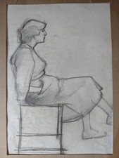 Stanley Maurice Paine. Two Life Drawings Done At The Royal College Of Art 1950s