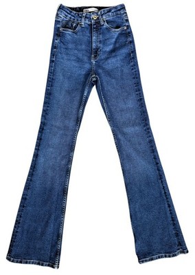 ZARA Women s High Rise Flare Jeans Size 2 Blue Denim 33 Inseam Y2K Trend