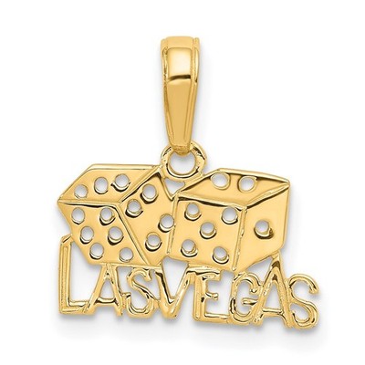 14 Karat Gelbgold LAS VEGAS Würfel Anhänger Halskette Damen