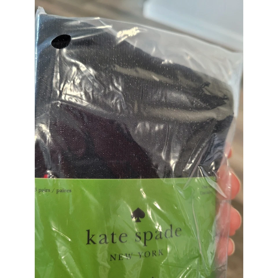 Женские короткие носки Kate Spade New York 3 пары черные с красным сердцем шахматная доска #HH - Изображение 3 из 4