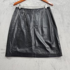 Vintage Wilsons Leather Maxima Skirt Womens 12 Black Pencil Lined Moto Rocker