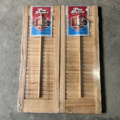 (2) Jencraft Wood Shutter Panels Movable Louver Unfinished Pine Slat 10 x28 