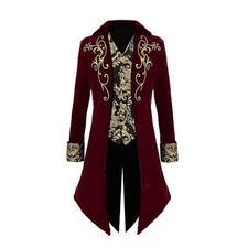 Apocrypha Mens Medieval Frock Coat Victorian Steampunk Tailcoat Red Small