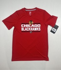 New Chicago Blackhawks Shirt Boys 14/16 Red NHL Hockey Outerstuff Dri Tek