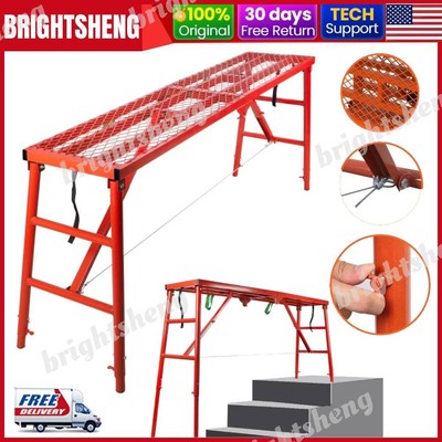 71'' Folding Work Platform Scaffold Adjustable Height Scaffolding Portable NEW