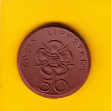 50 Pfennig Kreis Lippstadt 1921 Porzellan, Notgeld, prägefrisch
