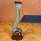 1960s Frankoma art pottery brown prairie green color snail pattern Bud vase