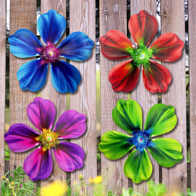 Metal Flowers Wall Decor - 4Pcs Metal Flower Wall Art Hanging Decorations for Ou