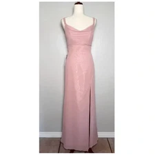 AZAZIE Women Size A8 Dusty RosesSalma Sleeveless Sheath Side Slit Chiffon Dress