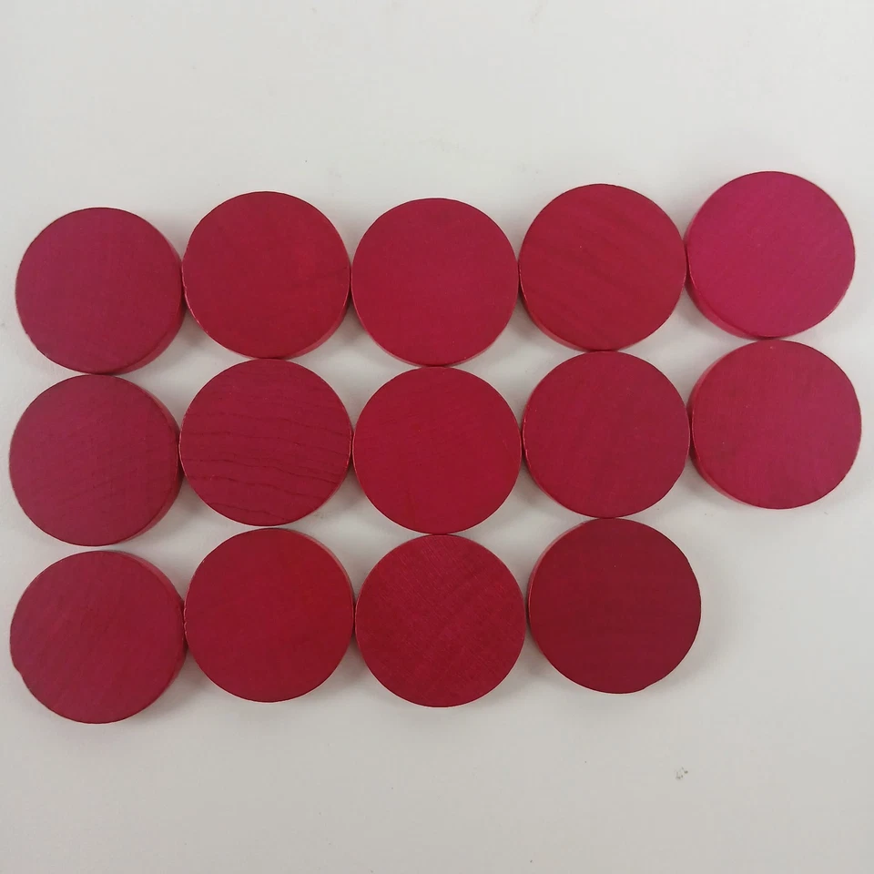 Vintage Wood Backgammon Pieces Dice Round Shakers Checkers 14 Red 15 Natural - Image 2 of 4