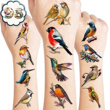 96 PCS Small Rainforest Bird Pre-Cut Temporary Tattoos Birthday Small, Normal