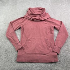 LL Bean Womens Sweatshirt Small Pink Cozy Cowl Neck Pullover Thumbholes Sweater