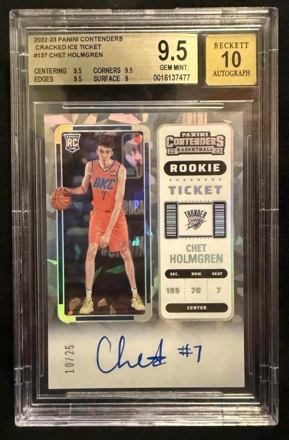 2022-2023 Contenders Chet Holmgren Cracked Ice Ticket Auto RC #137 10/25