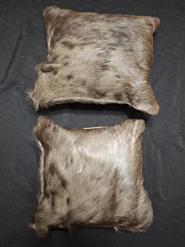 (2) Genuine  BLUE  WILDEBEEST pillows 13" x 13". 