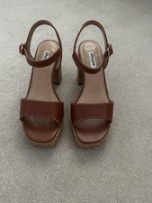 Dune Women’s Tan Platform Sandals With Block Heel