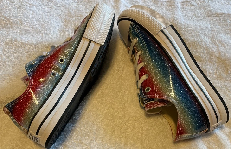 Converse Chuck Taylor Bajo Rojo, Blanco y Azul Brillo A00444C Niños 4.5/W 6.5 Foto 4 de 4