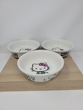 Set Of 3 Hello Kitty Ceramic Pet Food Bowl Dish MEDIUM 6” Diameter Pink Bow