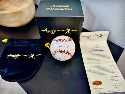 Ernie Banks Signed ONL Baseball (Coleman) "512 HRs" Inscr.  Reggie Jackson COA