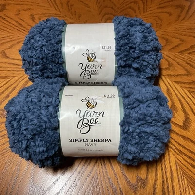 New (2) Yarn Bee Simply Sherpa Navy Blue Polyester Super 6-Bulky Yarn 48 Yards - Image 1 of 4
