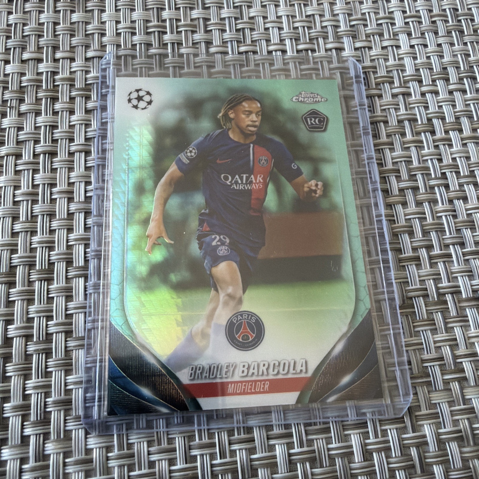 2023-24 Topps Chrome UEFA Bradley Barcola Aqua Prism Refractor 69
