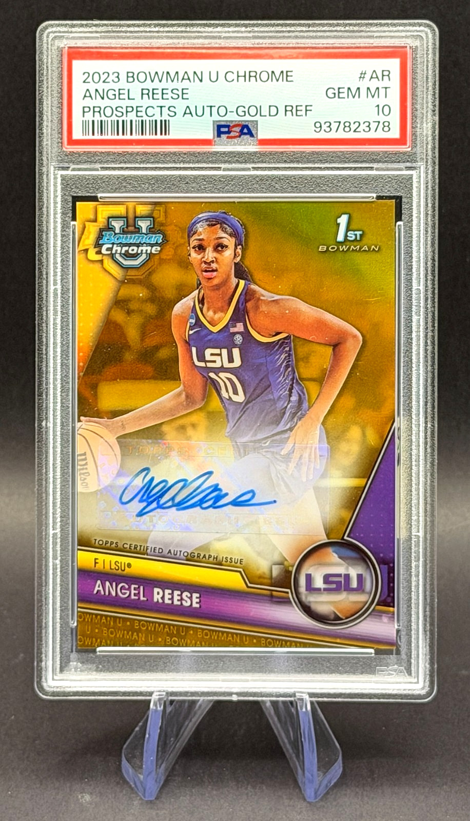 2023 Bowman U Chrome Angel Reese Prospects Auto Gold /50 view 1