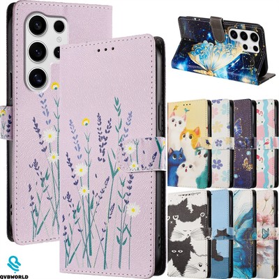 Für Samsung S10 S9 S8 J4 J6 Note 20 10 9 Malerei Muster Wallet Case Handy Hülle