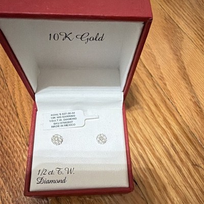 Kohl's 10K White Gold 0.50 ctw Diamond Cluster Stud Earrings