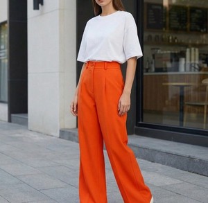 Shien Crop Pants Orange Size L